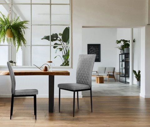 Komplet krzeseł pikowanych krzesło do jadalni i salonu 4 sztuki szare ModernHome Komplet krzeseł pikowanych krzesło do jadalni i salonu 4 sztuki szare ModernHome