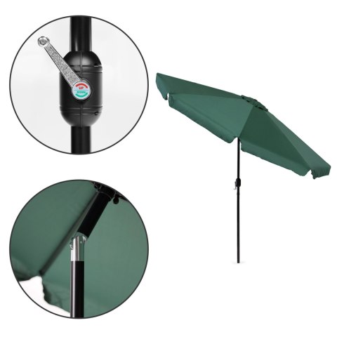 Parasol ogrodowy duży 3 m skośny łamany z korbą zielony MultiGarden Parasol ogrodowy duży 3 m skośny łamany z korbą zielony MultiGarden