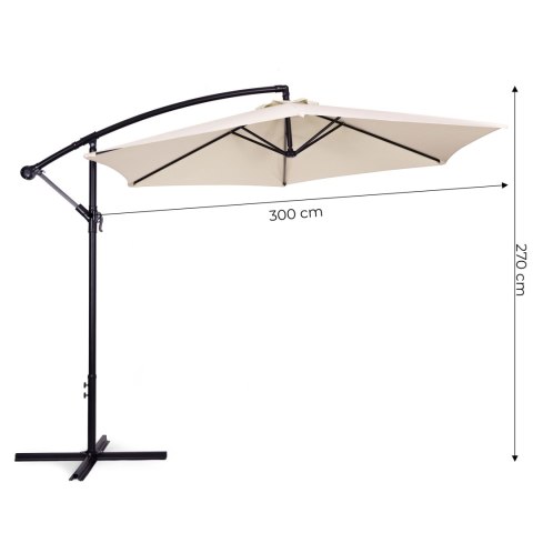 Parasol ogrodowy duży na wysięgniku składany 3 m beżowy 6 żeber MultiGarden Parasol ogrodowy duży na wysięgniku składany 3 m beżowy 6 żeber MultiGarden