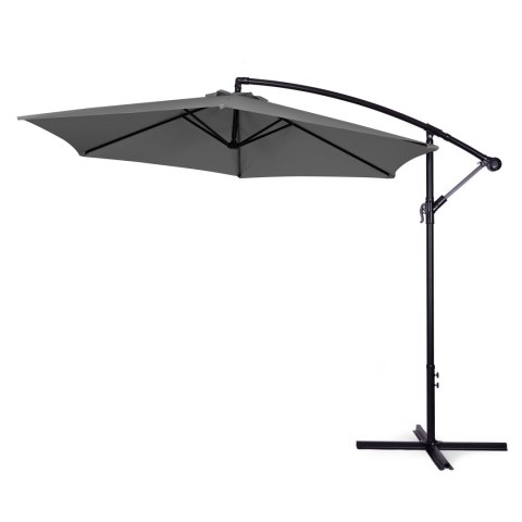 Parasol ogrodowy duży na wysięgniku składany 3 m szary 6 żeber MultiGarden Parasol ogrodowy duży na wysięgniku składany 3 m szary 6 żeber MultiGarden