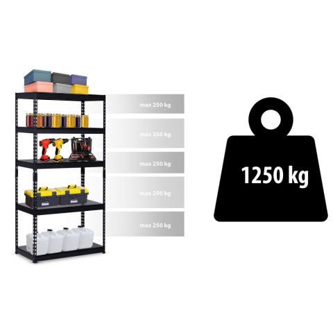 Regał metalowy magazynowy 183 x 90 x 45 cm Humberg HR-700 czarny Regał metalowy magazynowy 183 x 90 x 45 cm Humberg HR-700 czarny