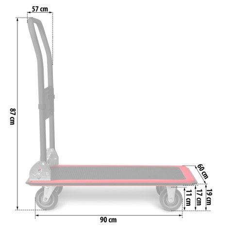 Wózek transportowy platformowy HM-506 czarno-czerwony Wózek transportowy platformowy HM-506 czarno-czerwony