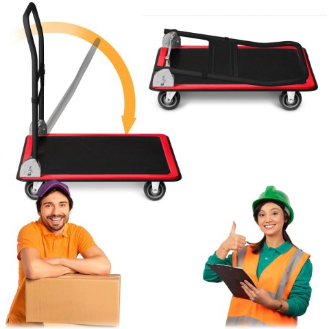 Wózek transportowy platformowy HM-506 czarno-czerwony Wózek transportowy platformowy HM-506 czarno-czerwony