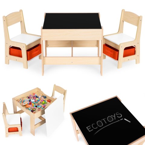 Zestaw mebli dla dzieci stolik + 2 krzesła tablica kredowa ECOTOYS Zestaw mebli dla dzieci stolik + 2 krzesła tablica kredowa ECOTOYS