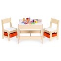 Zestaw mebli dla dzieci stolik + 2 krzesła tablica kredowa ECOTOYS