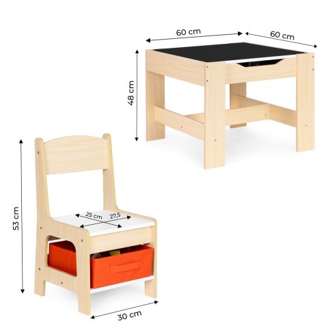 Zestaw mebli dla dzieci stolik + 2 krzesła tablica kredowa ECOTOYS Zestaw mebli dla dzieci stolik + 2 krzesła tablica kredowa ECOTOYS