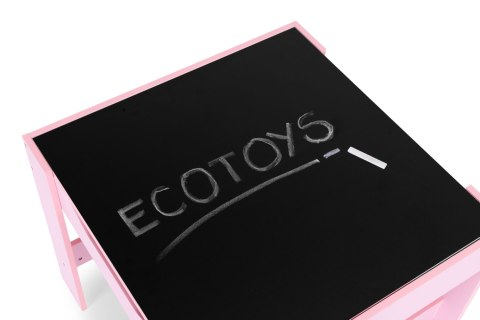 Zestaw mebli dla dzieci stolik + 2 krzesła tablica kredowa różowy ECOTOYS Zestaw mebli dla dzieci stolik + 2 krzesła tablica kredowa różowy ECOTOYS