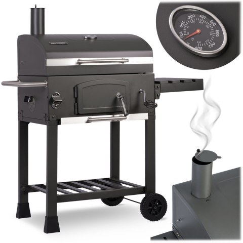 Grill węglowy na ogród działkę duży ruszt termometr komin kółka solidny