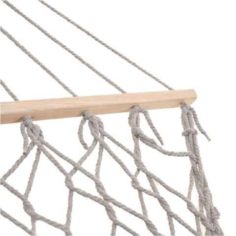 Hamak ogrodowy boho siatka frędzle leżak wiszący makrama 200cm Szary Hamak ogrodowy boho siatka frędzle leżak wiszący makrama 200cm Szary