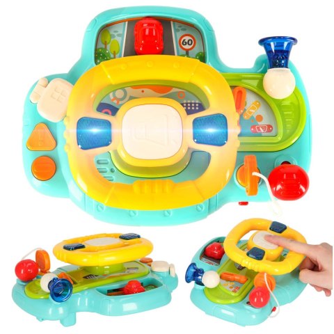 Zabawka interaktywna kierownica dla dzieci symulator muzyka dźwięki niebieska Zabawka interaktywna kierownica dla dzieci symulator muzyka dźwięki niebieska