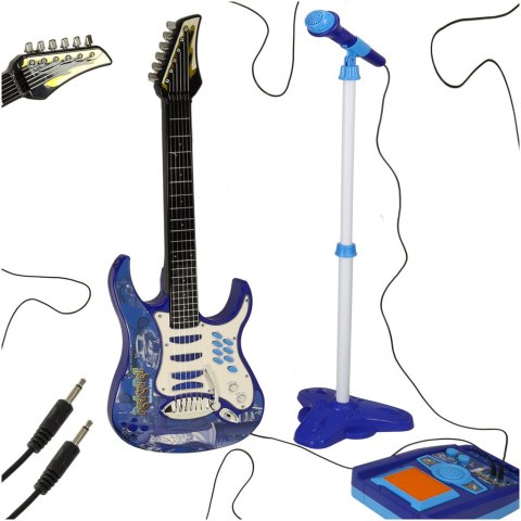 Gitara elektryczna rockowa ze wzmacniaczem mikrofonem dla dzieci niebieska Gitara elektryczna rockowa ze wzmacniaczem mikrofonem dla dzieci niebieska