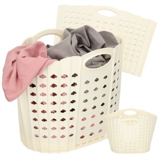 Kosz na pranie bieliznę składany organizer łazienkowy z uchwytem kremowy