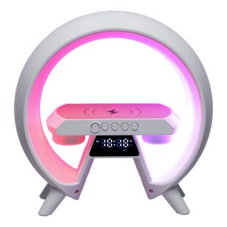 Lampka LED Gamingowa RGB głośnik ładowarka indukcyjna radio budzik zegar