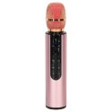 Mikrofon bezprzewodowy karaoke dla dzieci głośnik Bluetooth 2000mAh karta SD USB wysoka jakość różowy