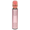 Mikrofon bezprzewodowy karaoke dla dzieci głośnik Bluetooth 2000mAh karta SD USB wysoka jakość różowy