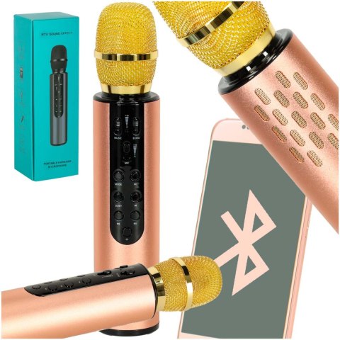 Mikrofon bezprzewodowy karaoke dla dzieci głośnik Bluetooth 2000mAh karta SD USB wysoka jakość złoty Mikrofon bezprzewodowy karaoke dla dzieci głośnik Bluetooth 2000mAh karta SD USB wysoka jakość złoty