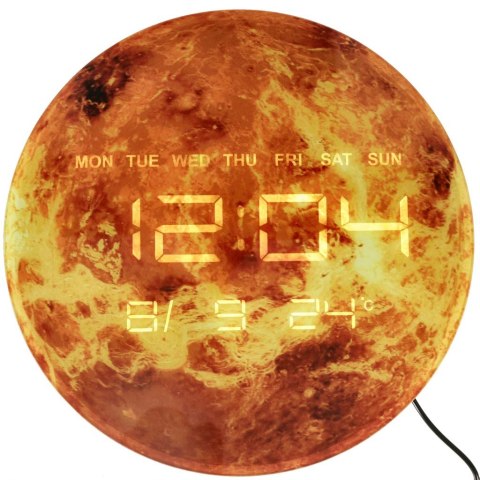 Zegar ścienny planeta mars z wyświetlaczem LED 32 cm pomarańczowy Zegar ścienny planeta mars z wyświetlaczem LED 32 cm pomarańczowy