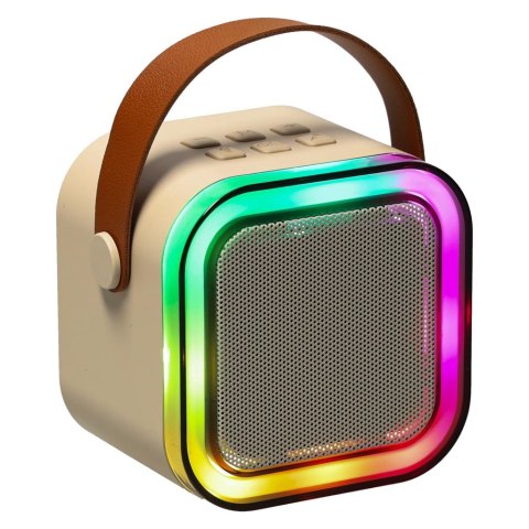 Zestaw do karaoke mikrofon + głośnik przenośny BLUETOOTH USB LED beżowy Zestaw do karaoke mikrofon + głośnik przenośny BLUETOOTH USB LED beżowy