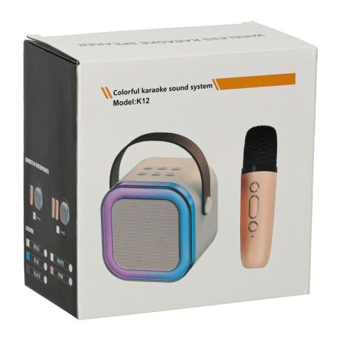 Zestaw do karaoke mikrofon + głośnik przenośny BLUETOOTH USB LED beżowy Zestaw do karaoke mikrofon + głośnik przenośny BLUETOOTH USB LED beżowy