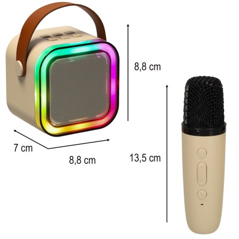 Zestaw do karaoke mikrofon + głośnik przenośny BLUETOOTH USB LED beżowy Zestaw do karaoke mikrofon + głośnik przenośny BLUETOOTH USB LED beżowy