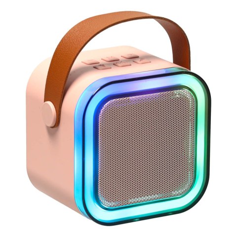 Zestaw do karaoke mikrofon + głośnik przenośny BLUETOOTH USB LED różowy Zestaw do karaoke mikrofon + głośnik przenośny BLUETOOTH USB LED różowy