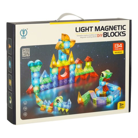 Klocki magnetyczne konstrukcyjne świecące elementy figury 3D 134 el. Klocki magnetyczne konstrukcyjne świecące elementy figury 3D 134 el.