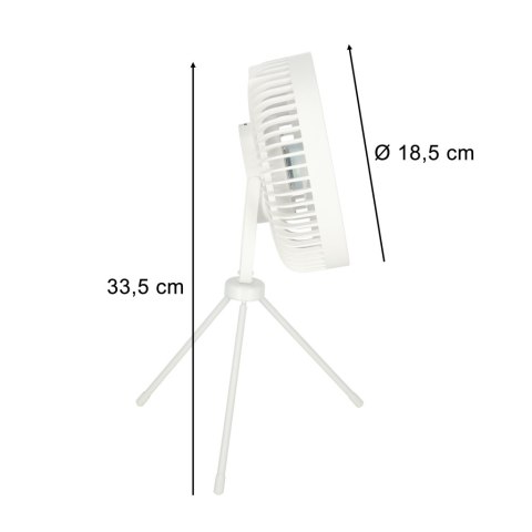 Wentylator biurkowy wiatrak stojący bezprzewodowy USB na pilot z lampką 4 poziomy mocy 18cm biały Wentylator biurkowy wiatrak stojący bezprzewodowy USB na pilot z lampką 4 poziomy mocy 18cm biały