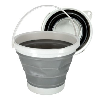 Wiadro silikonowe wiaderko składane uniwersalne z raczką kempingowe na grzyby ryby 10 L szary