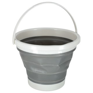 Wiadro silikonowe wiaderko składane uniwersalne z raczką kempingowe na grzyby ryby 10 L szary
