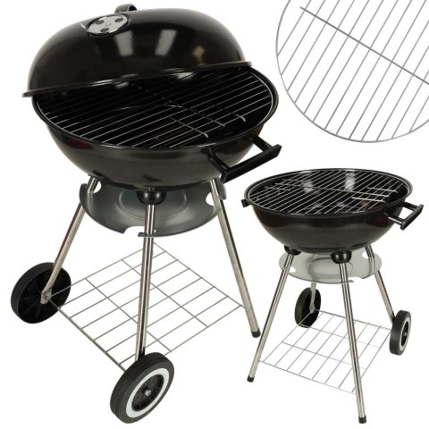 Grill ogrodowy węglowy na brykiet zamykany z pokrywą wentylacją i półką Grill ogrodowy węglowy na brykiet zamykany z pokrywą wentylacją i półką