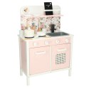 Kuchnia dla dzieci drewniana MDF Lulilo FLoro akcesoria różowa 82cm