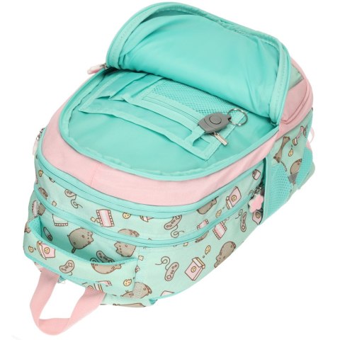 Plecak szkolny młodzieżowy czterokomorowy Pusheen 22L miętowy Plecak szkolny młodzieżowy czterokomorowy Pusheen 22L miętowy