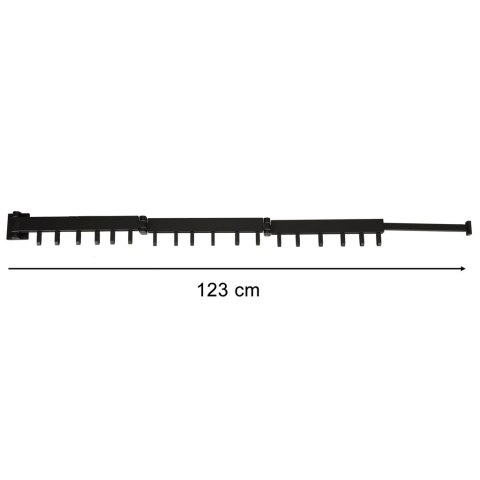 Suszarka na pranie wieszak ścienny naścienny składany teleskopowy czarny 18 haczyków 123cm Suszarka na pranie wieszak ścienny naścienny składany teleskopowy czarny 18 haczyków 123cm