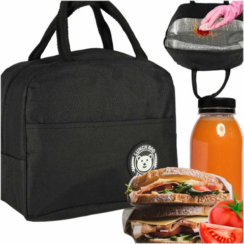 Torba termiczna na lunch jedzenie śniadaniowa izolacyjna lunch czarna Torba termiczna na lunch jedzenie śniadaniowa izolacyjna lunch czarna