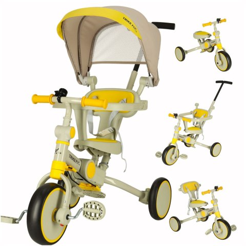 Rowerek trójkołowy TRIKE FIX V4 rower spacerówka rowerek biegowy 6w1 szary żółty Rowerek trójkołowy TRIKE FIX V4 rower spacerówka rowerek biegowy 6w1 szary żółty