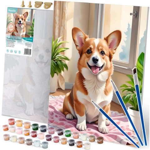 Obraz do malowania po numerach 40x50 cm Massido Piesek Corgi Obraz do malowania po numerach 40x50 cm Massido Piesek Corgi