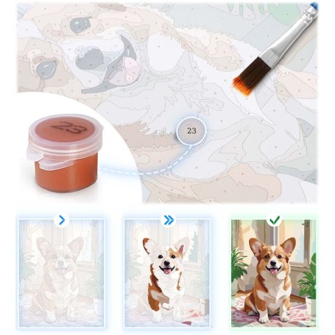 Obraz do malowania po numerach 40x50 cm Massido Piesek Corgi Obraz do malowania po numerach 40x50 cm Massido Piesek Corgi