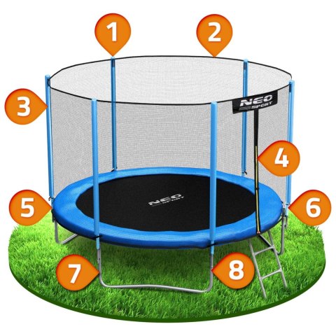 Trampolina ogrodowa 10ft/312cm z siatką zewnętrzną i drabinką Neo-Sport Trampolina ogrodowa 10ft/312cm z siatką zewnętrzną i drabinką Neo-Sport