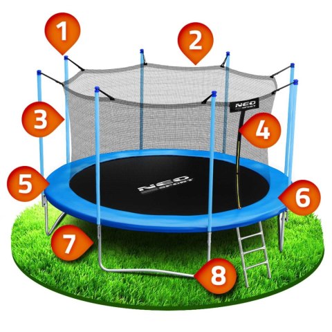Trampolina ogrodowa 15ft/465cm z siatką wewnętrzną i drabinką Neo-Sport Trampolina ogrodowa 15ft/465cm z siatką wewnętrzną i drabinką Neo-Sport