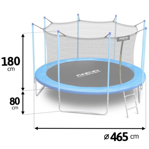 Trampolina ogrodowa 15ft/465cm z siatką wewnętrzną i drabinką Neo-Sport Trampolina ogrodowa 15ft/465cm z siatką wewnętrzną i drabinką Neo-Sport