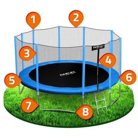 Trampolina ogrodowa 15ft/465cm z siatką zewnętrzną i drabinką Neo-Sport Trampolina ogrodowa 15ft/465cm z siatką zewnętrzną i drabinką Neo-Sport