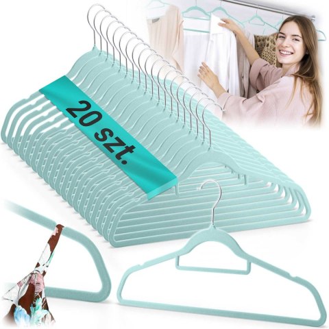 Welurowe wieszaki na ubrania 20szt MS-859 Massido Welurowe wieszaki na ubrania 20szt MS-859 Massido