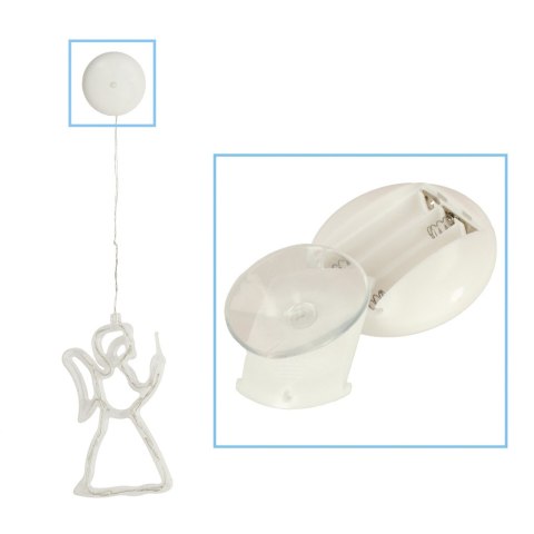 Lampki LED wisząca dekoracja okna świąteczna aniołek przyssawki 49cm 10 LED Lampki LED wisząca dekoracja okna świąteczna aniołek przyssawki 49cm 10 LED