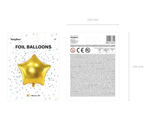 Balon foliowy Gwiazdka złota 48cm Balon foliowy Gwiazdka złota 48cm
