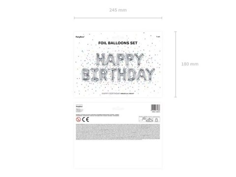 Balon foliowy dekoracja urodzinowa Happy Birthday srebrna 340cm x 35cm Balon foliowy dekoracja urodzinowa Happy Birthday srebrna 340cm x 35cm