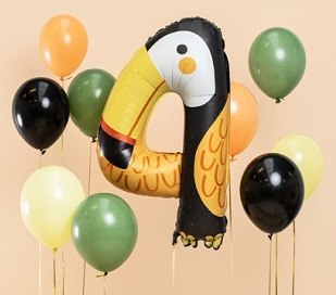 Balon foliowy urodzinowy cyfra "4" - Tukan 47x80 cm Balon foliowy urodzinowy cyfra "4" - Tukan 47x80 cm