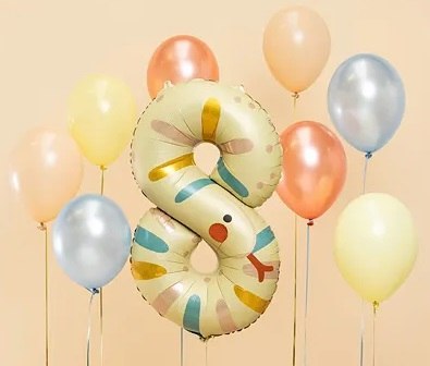 Balon foliowy urodzinowy cyfra "8" - Wąż 43x72 cm Balon foliowy urodzinowy cyfra "8" - Wąż 43x72 cm