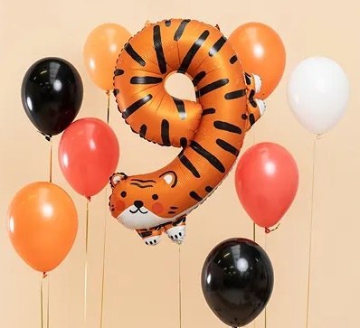 Balon foliowy urodzinowy cyfra "9" - Tygrys 49x76 cm Balon foliowy urodzinowy cyfra "9" - Tygrys 49x76 cm