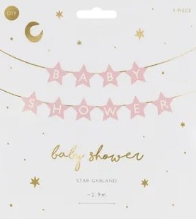 Baner napis na baby shower gwiazdki jasnoróżowe 290cm x 16,5cm Baner napis na baby shower gwiazdki jasnoróżowe 290cm x 16,5cm
