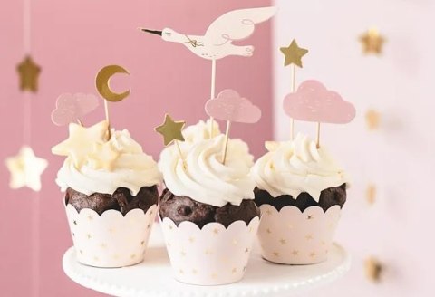 Dekoracje do muffinek babeczek - Bocian 11cm-12cm 7 sztuk Dekoracje do muffinek babeczek - Bocian 11cm-12cm 7 sztuk